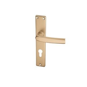AC-T SERVIS Dveřní klika LARA bronz - hranaté štítové kování 90 mm Provedení štítu: PZ - fabkový klíč