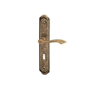 AC-T SERVIS Dveřní klika RUSTIK patina bronz - oválné štítové kování 90 mm Provedení štítu: PZ - fabkový klíč