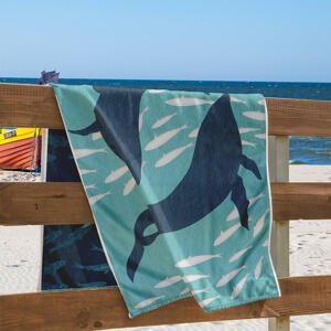 Bavlněná plážová osuška DELFÍNI 90 x 180 cm