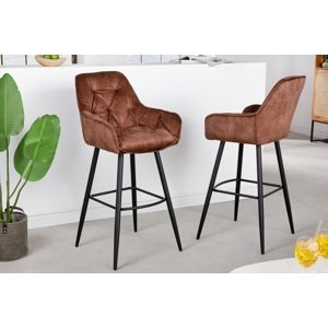 LuxD Designová barová židle Garold hnědý samet