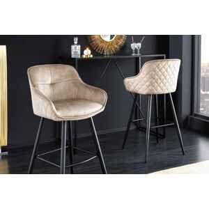 LuxD Designová barová židle Natasha šampaňský samet