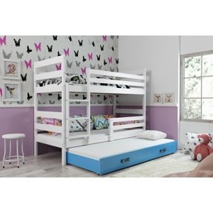 BMS Dětská patrová postel s přistýlkou Eryk 3 | bílá Barva: bílá / šedá, Rozměr: 190 x 80 cm