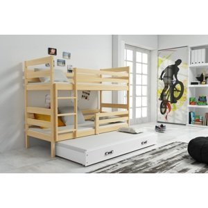 BMS Dětská patrová postel s přistýlkou Eryk 3 | borovice Barva: Borovice / bílá, Rozměr: 190 x 80 cm