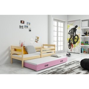 BMS Dětská postel s přistýlkou Eryk 2 | borovice Barva: Borovice / růžová, Rozměr: 190 x 80 cm