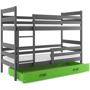 BMS Dětská patrová postel ERYK / šedá Barva: Šedá / zelená, Rozměr: 190 x 80 cm