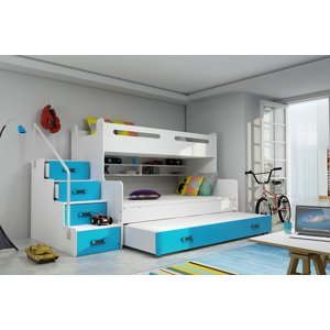 BMS Dětská patrová postel s přistýlkou MAX 3 Barva: Bílá