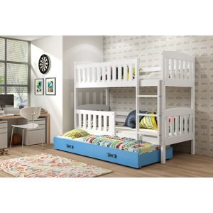 BMS Dětská patrová postel KUBUŠ 3 s přistýlkou | bílá Barva: bílá / modrá, Rozměr: 190 x 80 cm