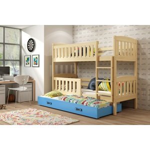 BMS Dětská patrová postel s přistýlkou KUBUŠ 3 | borovice Barva: Borovice / bílá, Rozměr: 200 x 90 cm