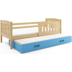 BMS Dětská postel KUBUŠ 2 s přistýlkou | borovice Barva: Borovice / modrá, Rozměr: 200 x 90 cm