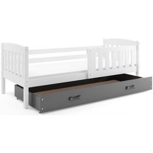 BMS Dětská postel KUBUŠ 1 s úložným prostorem| bílá Barva: bílá / šedá, Rozměr: 200 x 90 cm