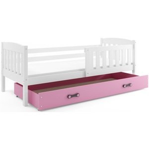 BMS Dětská postel KUBUŠ 1 s úložným prostorem| bílá Barva: bílá / růžová, Rozměr: 200 x 90 cm