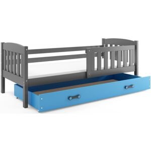 BMS Dětská postel KUBUŠ 1 s úložným prostorem | šedá Barva: Šedá / Modrá, Rozměr: 160 x 80 cm