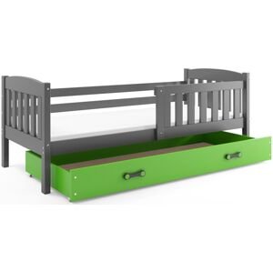 BMS Dětská postel KUBUŠ 1 s úložným prostorem | šedá Barva: Šedá / zelená, Rozměr: 160 x 80 cm