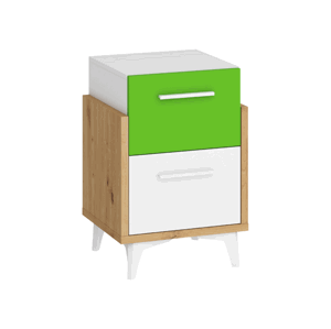 ARTBm Noční stolek HEY-19 | 45 Barva: Dub artisan/bílá/zelená