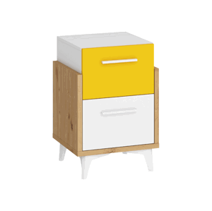 ARTBm Noční stolek HEY-19 | 45 Barva: Dub artisan/bílá/žlutá