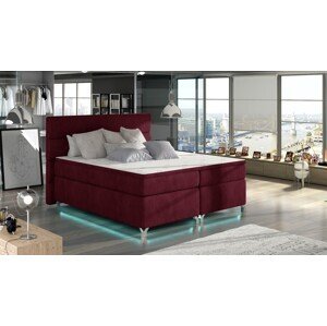 Artelta Manželská postel AMADEO Boxspring s LED osvětlením | 140 x 200 cm Barva: BAO 16 - Riviera 59 (bordó)