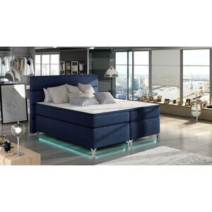 Artelta Manželská postel AMADEO Boxspring s LED osvětlením | 140 x 200 cm Barva: BAO 18 - Ontario 81 (modrá)