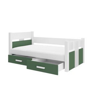 ArtAdrk Jednolůžková postel BIBI | 80 x 180 cm Barva: bílá / zelená