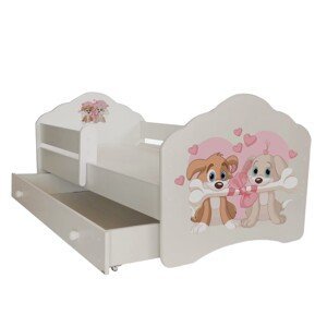 ArtAdrk Dětská postel CASIMO | se zásuvkou a zábranou Provedení: Dva psíky