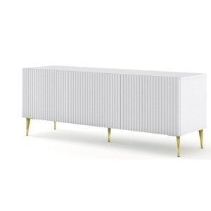 ARTBm TV stolek RAVENNA B 3D 150 | bílá matná Provedení: Biela matná  / zlaté nohy