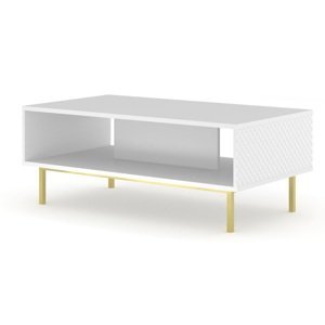 ARTBm Konferenční stolek RAVENNA C 90 | bílá lesklá Provedení: Biela / biely lesk / zlatá podnož