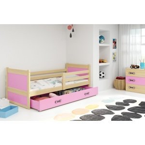 BMS Dětská postel RICO 1 | borovice 90 x 200 cm Barva: Růžová