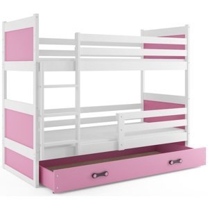 BMS Dětská patrová postel RICO | bílá 90 x 200 cm Barva: Ružová