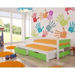 ArtAdrk Dětská postel s přistýlkou FRAGA Barva: bílá / zelená