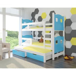 ArtAdrk Dětská patrová postel LETICIA Barva: bílá / modrá