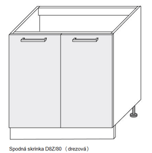 ArtExt Kuchyňská linka Florence - mat Kuchyně: Spodní skříňka dřezová D8Z/80/(ŠxVxH) 80 x 82 x 50 cm