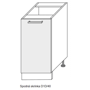 ArtExt Kuchyňská linka Florence - mat Kuchyně: Spodní skříňka D1D/40 / (ŠxVxH) 40 x 82 x 50 cm