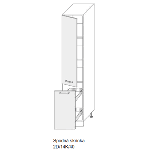 ArtExt Kuchyňská linka Brerra - lesk Kuchyně: Spodní skříňka 2D/14K/40/(ŠxVxH) 40 x 207 x 56,5 cm