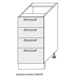 ArtExt Kuchyňská linka Brerra - lesk Kuchyně: Spodní skříňka D4M/40/(ŠxVxH) 40 x 82 x 50 cm