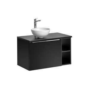 ArtCom Koupelnová skříňka s umyvadlem a deskou SANTA FE Black DU80/2 | 80 cm