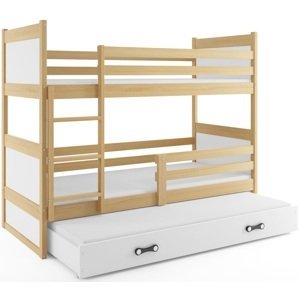 BMS Dětská patrová postel s přistýlkou RICO 3 | borovice 80 x 160 cm Barva: Bílá