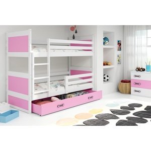 BMS Dětská patrová postel RICO | bílá 80 x 190 cm Barva: Růžová