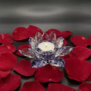 Křišťálové sklo - Svícen lotosový květ Exclusive, Fialová