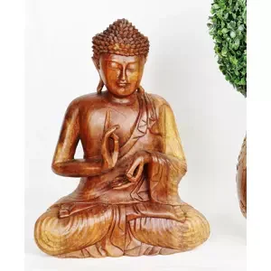 Dřevěná Socha - Sedící Buddha, 30 cm