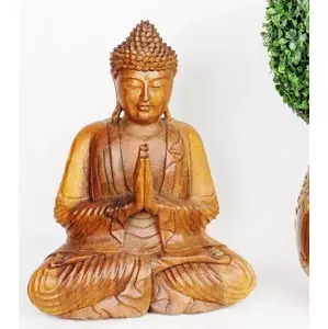 Dřevěná Socha - Meditující Buddha, 30 cm