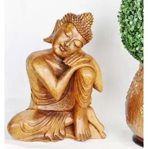 Dřevěná Socha - Spící Buddha, 30 cm