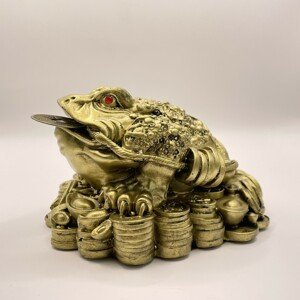 Soška Feng Shui - Třínohá žába s mincí