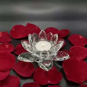 Křišťálové sklo - Svícen lotosový květ Basic, Bílá