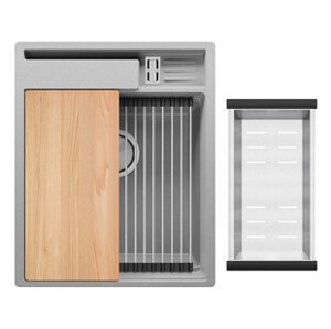 Kuchyňský dřez granitový jednokomorový bez odkapávače a prostoru pro příslušenství a desku Oslo 45 Pocket Multilevel + Dárek