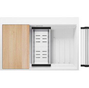 Kuchyňský dřez granitový jednokomorový s vnitřním odkapávačem Step a největší komorou MAX Oslo 80 Multilevel + Dárek