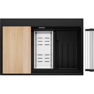 Kuchyňský dřez granitový jednokomorový s vnitřním odkapávačem Step a největší komorou MAX Oslo 80 Multilevel + Dárek