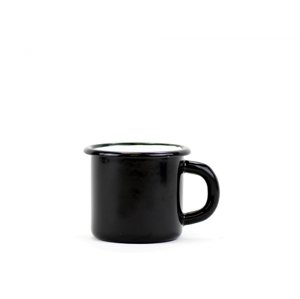 Smaltovaný hrnek 8 cm/0,35l černý/bílý, vyrobeno pro BELIS/SFINX