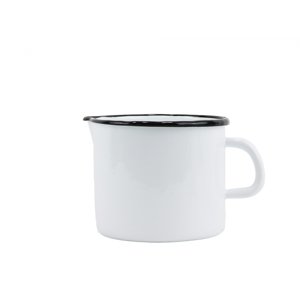 Smaltovaný hrnek s výlevkou 14 cm, bílý, vyrobeno pro BELIS/SFINX