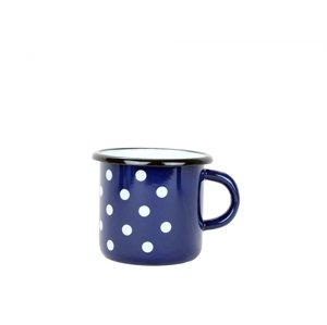 Smaltovaný hrnek 8 cm/0,35l modrý s puntíkem, vyrobeno pro BELIS/SFINX