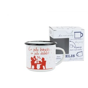 BELIS Smaltovaný hrnek 8 cm/0,35l, bílý "hasiči/co jste hasiči" v krabičce