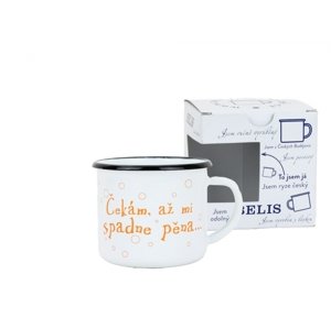 BELIS Smaltovaný hrnek 8 cm/0,35l, bílý "pěna" v krabičce